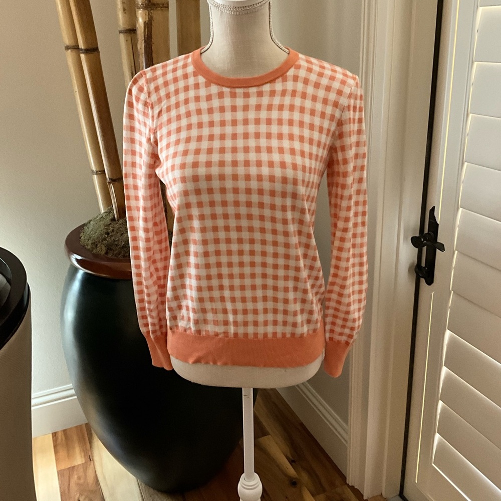 Ralph Lauren Orange and White Gingham sweater - Sz M
